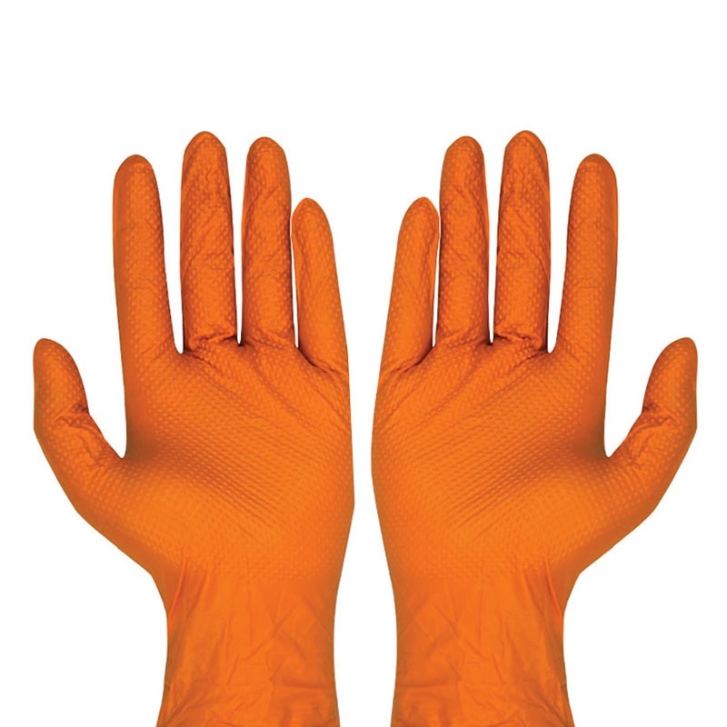 Guantes de nitrilo naranja sin polvo