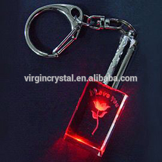 Wholesale promotion gift custom crystal glass keychain