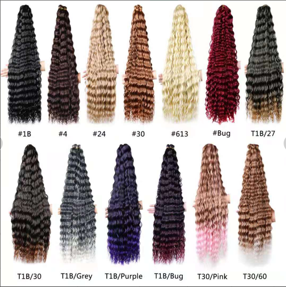 2021 New Design Kaneka Fiber Deep Wave Crochet Braiding Hair Bulk ...