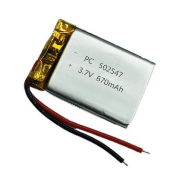 Bateria de polímero de lítio de qualidade superior 502547 3,7 V 670 mAh