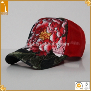Chinese Culture flower painting 5 panel mesh trucker caps