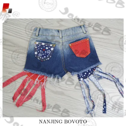 cotton distressed 4th of July Denim Shorts