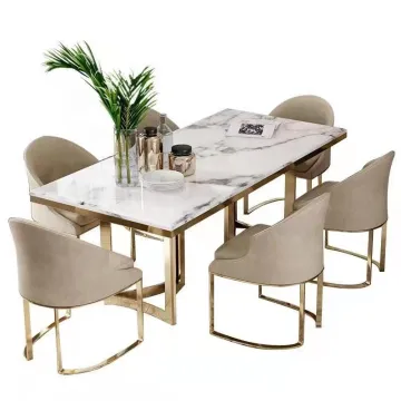 luxury modern design dinning table set marble table stainless steel restaurant table with chairs italian dining room set