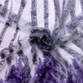 Purple Handmade Feather Embroidery Fabric