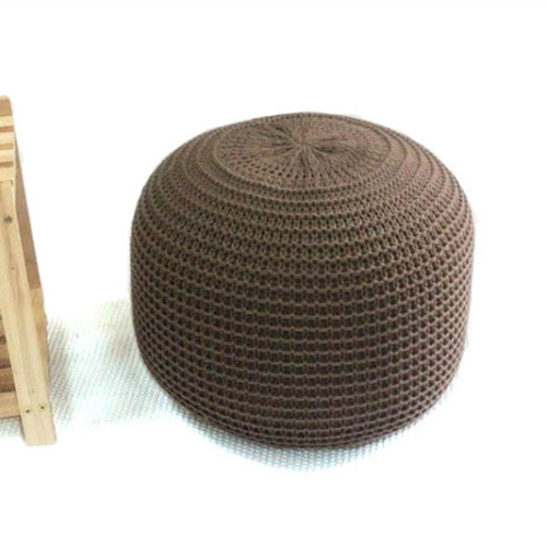 Pouf au crochet Ecru marron