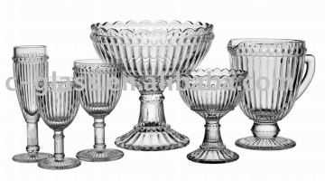 hand press clear drinking glass cup/drinking glassware/wine glass/glass cup/glass bowl/glass ice cream bowl/glass pitcher
