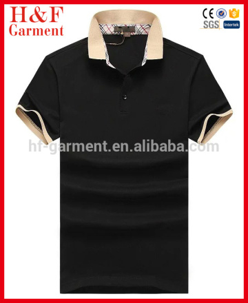 Breathable mens black polo shirt with 100% cotton