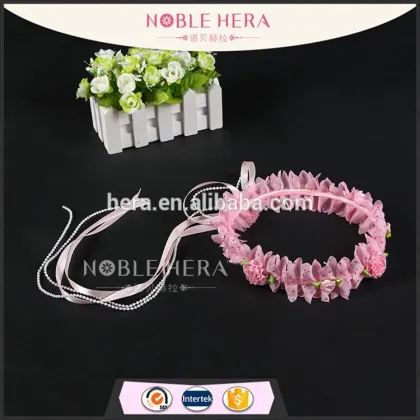 Long silk ribbon flower girls wedding party funny headband