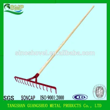 wooden handle steel garden rake