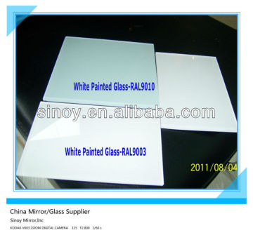 China Decorative white back painted glass with color code RAL9010