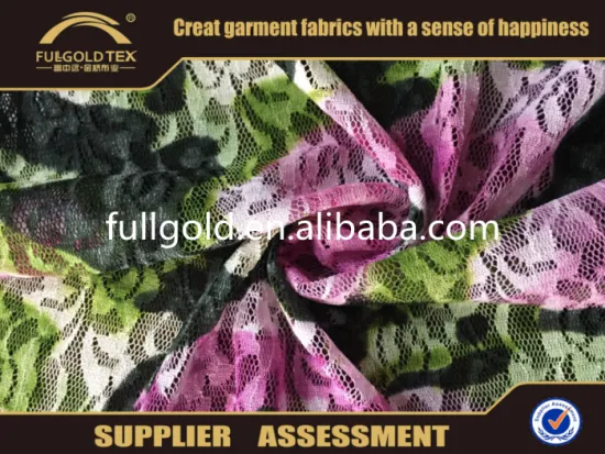 Lace Jacquard Printed 4 Way Stretch Colorful Fabric Hot Selling Net Jacquard Print Fabric