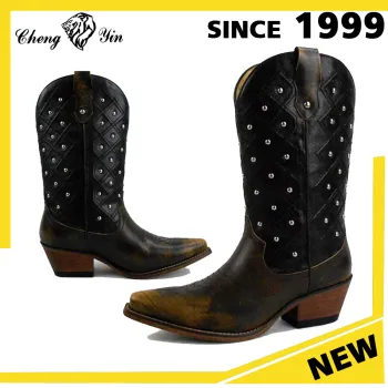 2017 mexican competitive price chunky heel ankle western women cowboy boots