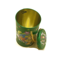 Dadi Decorative Round Tin Can con mango de cuerda