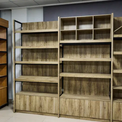Steel and wood furniture bookshelf shelf