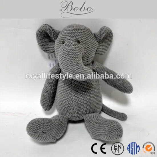 Dark grey knitted stuffed elephant toy