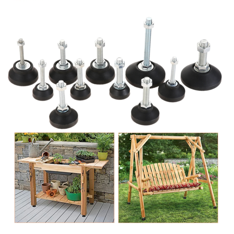 Adjustable Furniture Foot Thread Nylon Metal Glide Leveling Feet M8 M10 M12 (3)