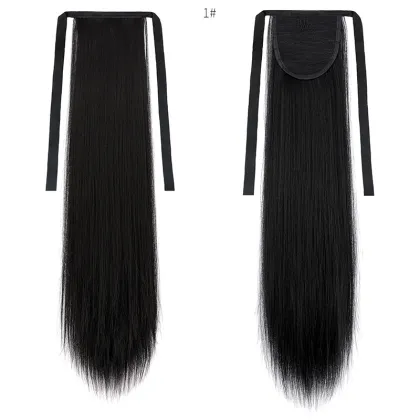 Ainizi High Quality Super Soft 60cm Long Straight Matte Synthetic Hair Bandage Ponytails for Women