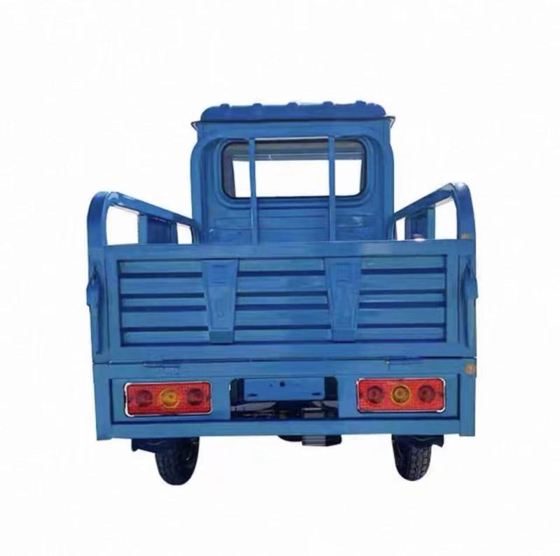 Blue windproof and rainproof electric tricycle