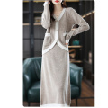 Casual A-line full wool knit skirt suit