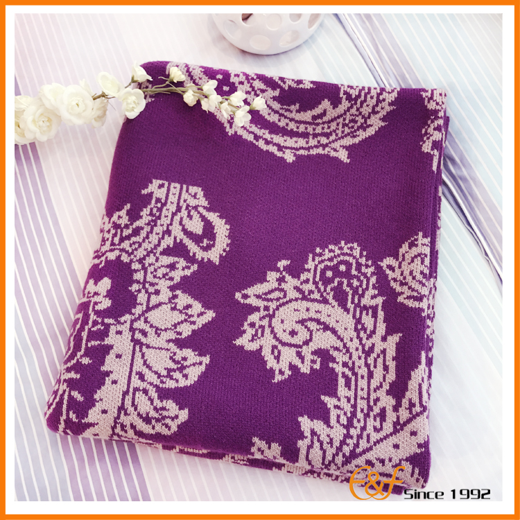 Stitchery floral paisley knit blanket