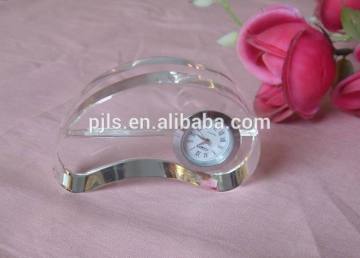 Custom crystal namecard holder with clock for souvenir gift