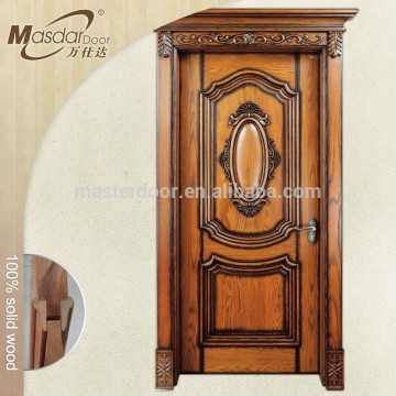 Kerala style teak wood single main door flower designs