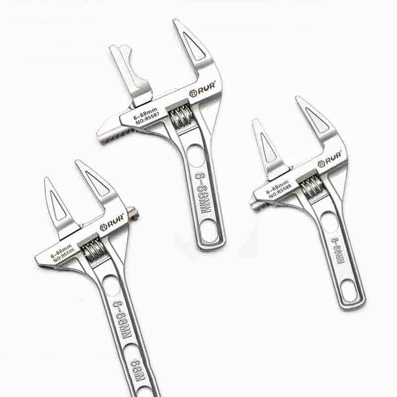 High quality bathroom water pipe repair tool aluminum alloy large opening short handle adjustable dual purpose wrench