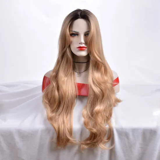 Aishili Women's gold and black wig long curly big curly hair for women