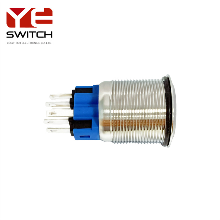 Yeswitch 22mm مضاءة مضيئة زر الدفع المعدني