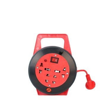 4 Gang 4 Way Round Extension Cable Reel with Plugs and Sockets