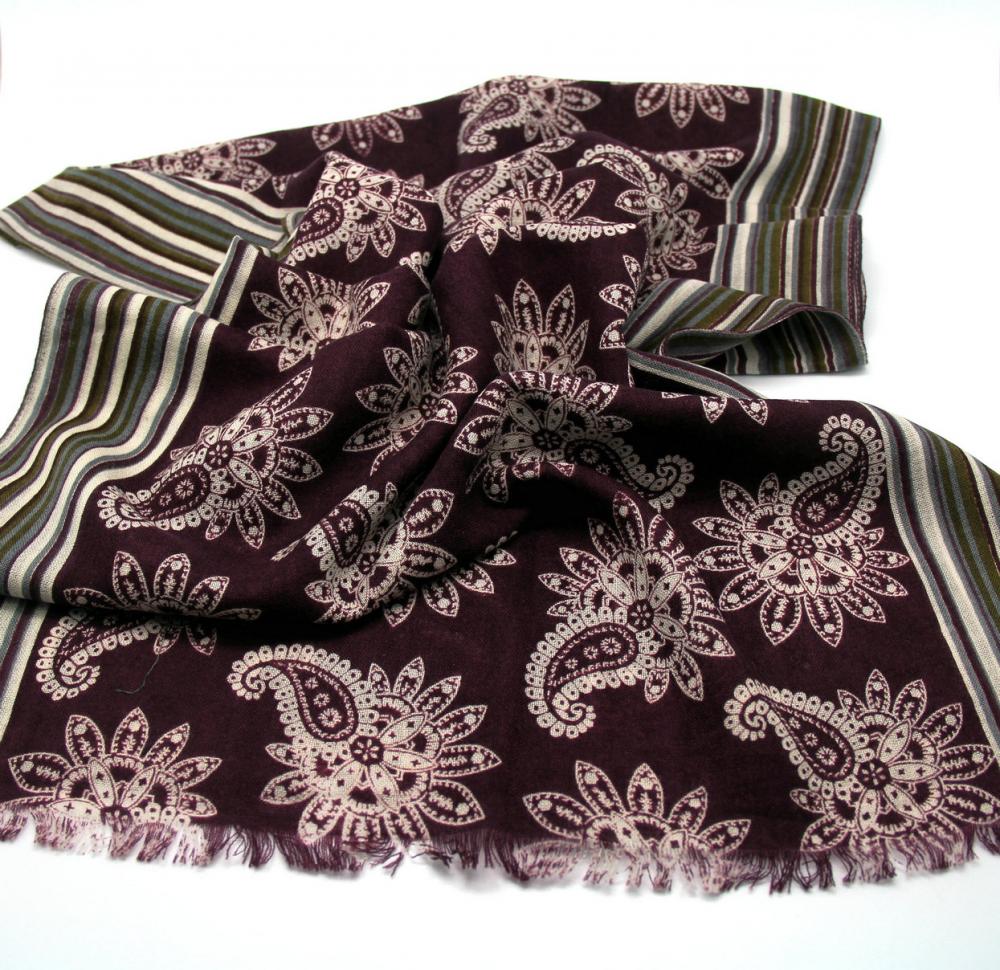 Printed Wool Scarf Yf 0977 02