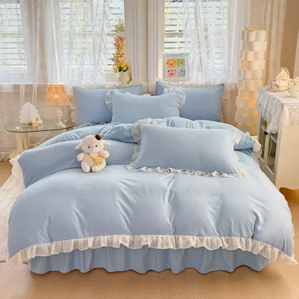 Milk Blue Lace Pure Color quilt
