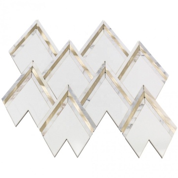 DTH Stone Calacatta Marmor und weißer Mix Gold Aluminiumlegierung Mosaik Küchenwandfliesen