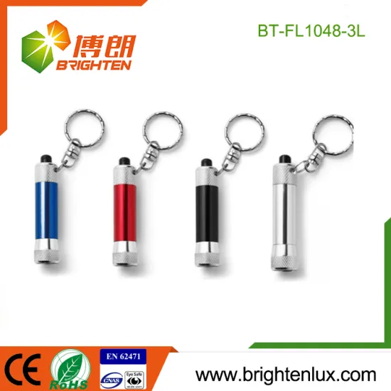 Manufacturer Wholesale Custom Made Colorful Promotion Aluminum Metal Mini 3 led Torch Keychain