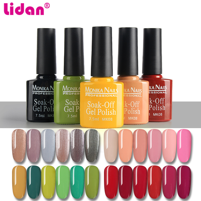 Lidan 7.5ml/Bottle UV Nail Gel Polish For Manicure Nail Art Design 120 Colors Soak Off Resin Glitter Paint Nails Lacquer Varnish