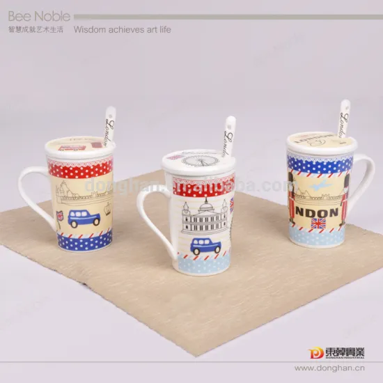 city mug with lid and spoon wholesale factory directly made in china.