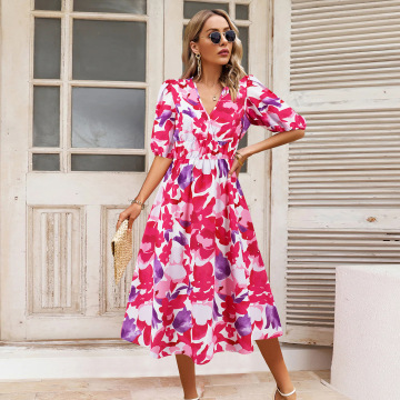 Custom Casual Midi Dress Short Sleeve