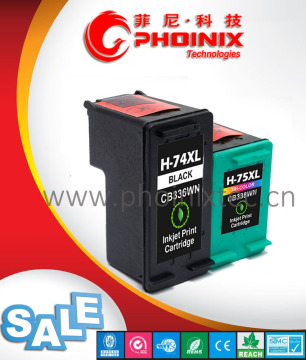 Remanufactured Ink cartridge for HP 74XL BK/CB336W, 75XL C /CB338W, for HP Officejet J5700 /Photosmart C5200 / 4200 / 4300
