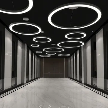 Modern Dimmable LED Pendant Lights for Gym and Office - 40W 800mm Circular Hanging Chandelier