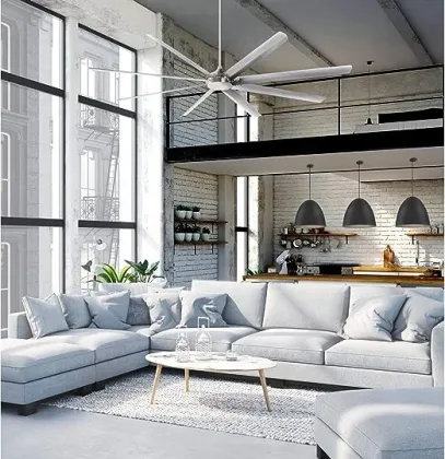 Modern Brushed Nickel Industrial Ceiling Fan - 100 Inch 6 Blade Big Ceiling Fans Prices