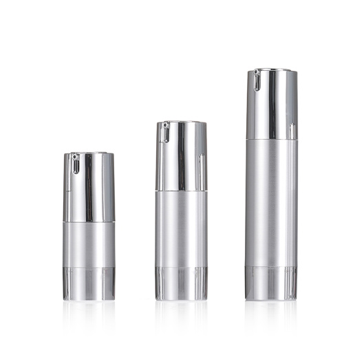 Transparent Lotion Bottle Luxury Silver Airless Cosmetic Bottle for Skincare Packaging Factory