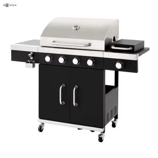 Outdoor Backyard BBQ Grill with Side Burner Stove
