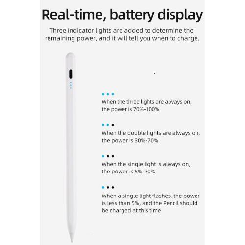 Three-light capacitive pen with battery level display