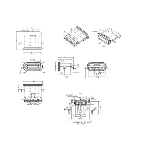 Type 24P Female Waterproof 90° SMT for back