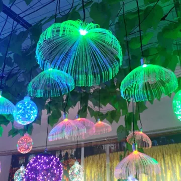 RGB Colorful Jellyfish LED Fiber Optic Light DIY Christmas Chandelier