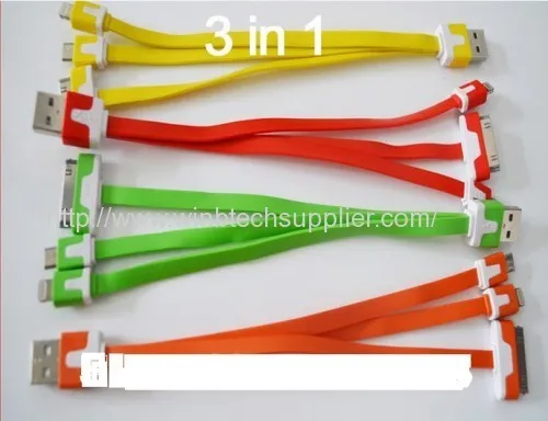 3in1 Usb Cable For Samsung Iphone 5&amp;4&amp;ipad&amp;micro Usb Cable For Samsung Htc Top Quality 