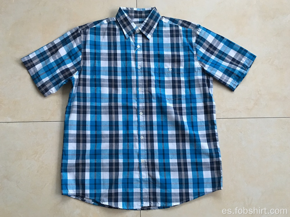 Camisa hombre manga corta cuadros