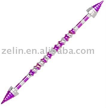 Pink Striped Cone Screw ear ring body jewelry