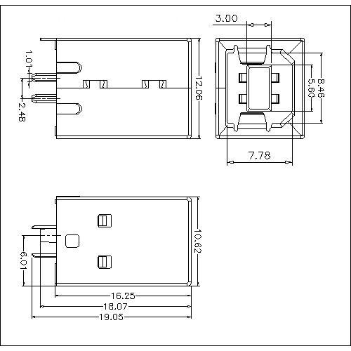 UBFS02 USB B Type Receptacle Solder Type 