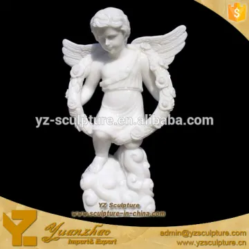 beautiful white marble angel of boy sculptures for home decoration